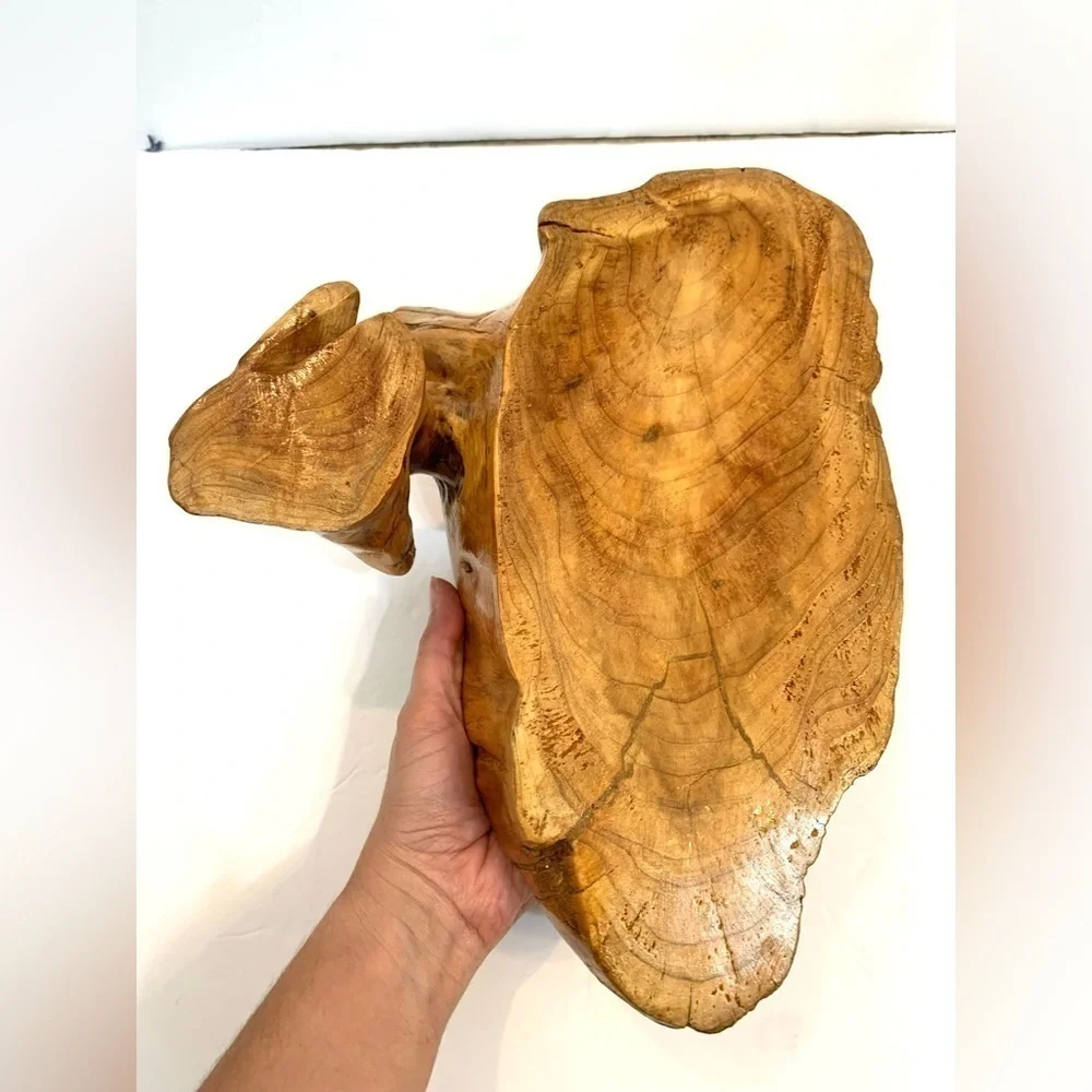 Vintage Carved Natural Wooden Wine Holder EUC